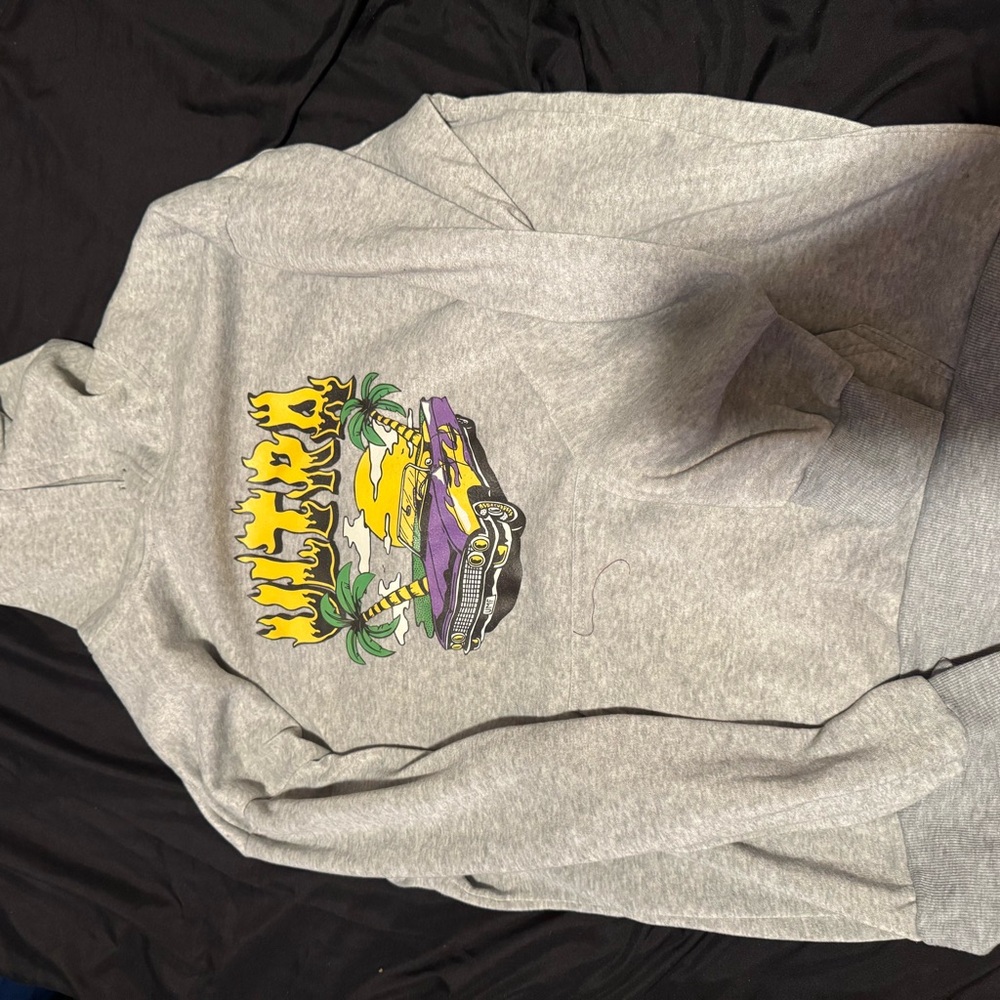 Gray Hoodie with Graphic Print